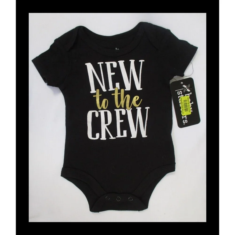 Baby Starters New To The Crew Black Body Suit Size 3m NWT